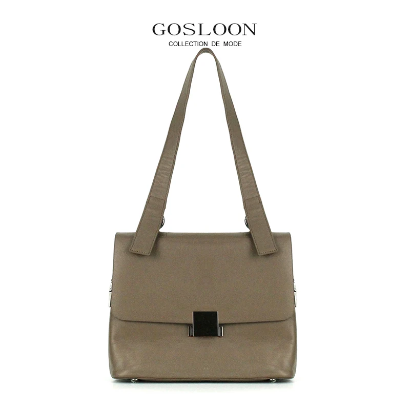

GOSLOON-S11 2022 Women's Simple Double Shoulder Strap Messenger Bag Leather New Versatile Shoulder Handbag Original Luxury Brand