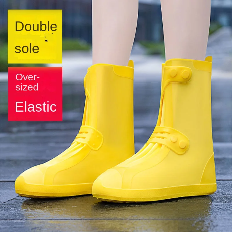 Rain Shoes Men Women Waterproof Rain Boots Cover Snow Anti Skid Thick Wear Resistant Silicone Rain Shoes Cover High Water Shoes