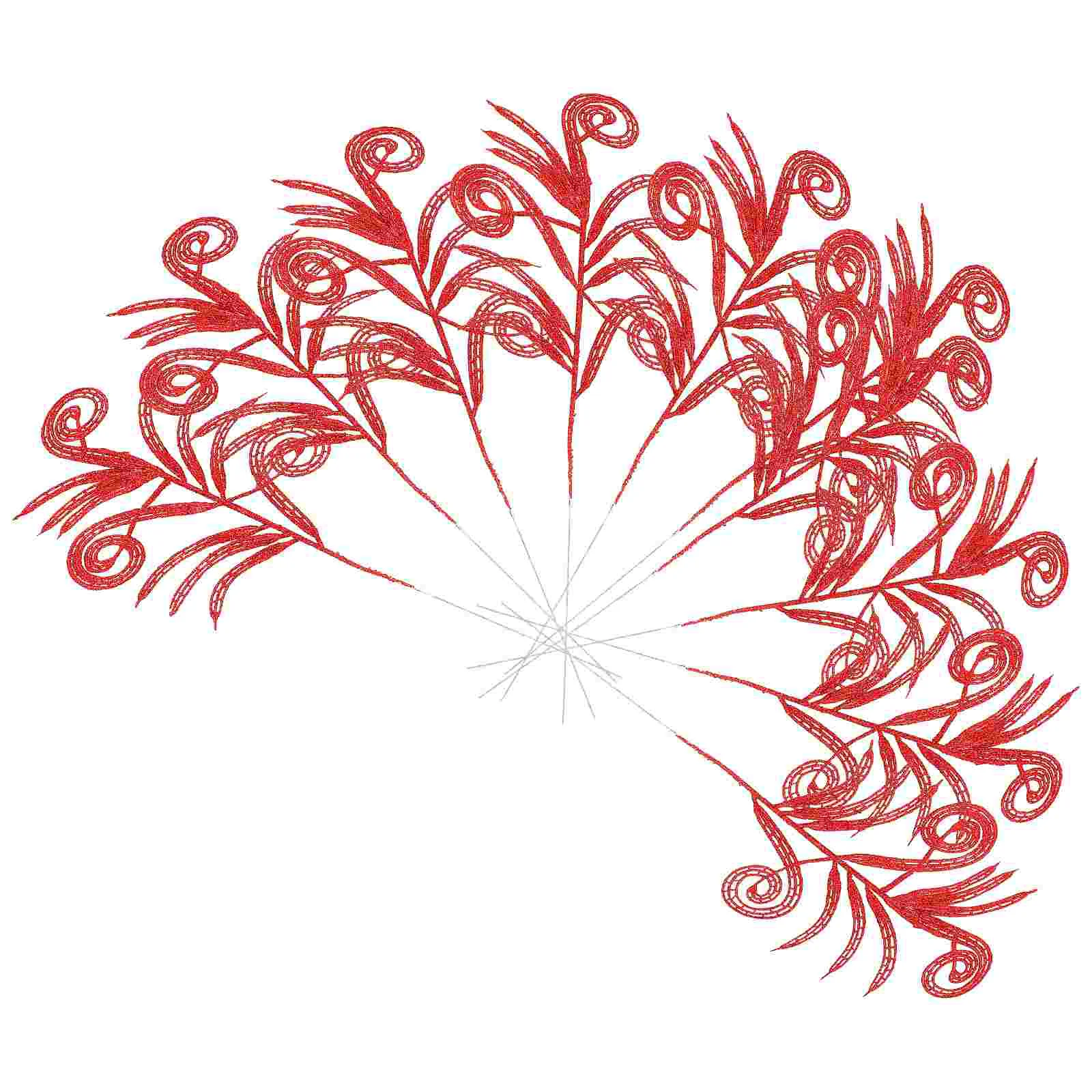 

Christmas Picks Leaves Glitter Leaf Stems Artificial Tree Spray Simulation Leave Floral Decorations Ornaments Decorfoliage