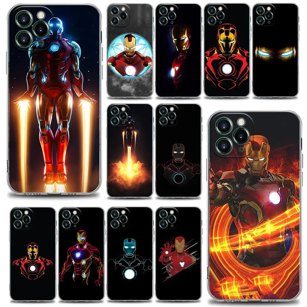 

Iron Man with Light Marvel Clear Phone Case for iPhone 11 12 13 Pro Max 7 8 SE XR XS Max 5 5s 6 6s Plus Soft Silicone Marvel