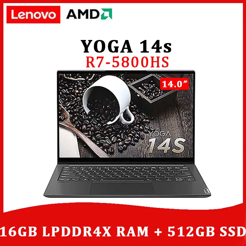 Lenovo Laptop YOGA 14s AMD Ryzen 7 5800HS 16GB RAM 512GB SSD IPS Full Screen Notebook 2.8K 90Hz  Windows 11 Ultraslim Computer