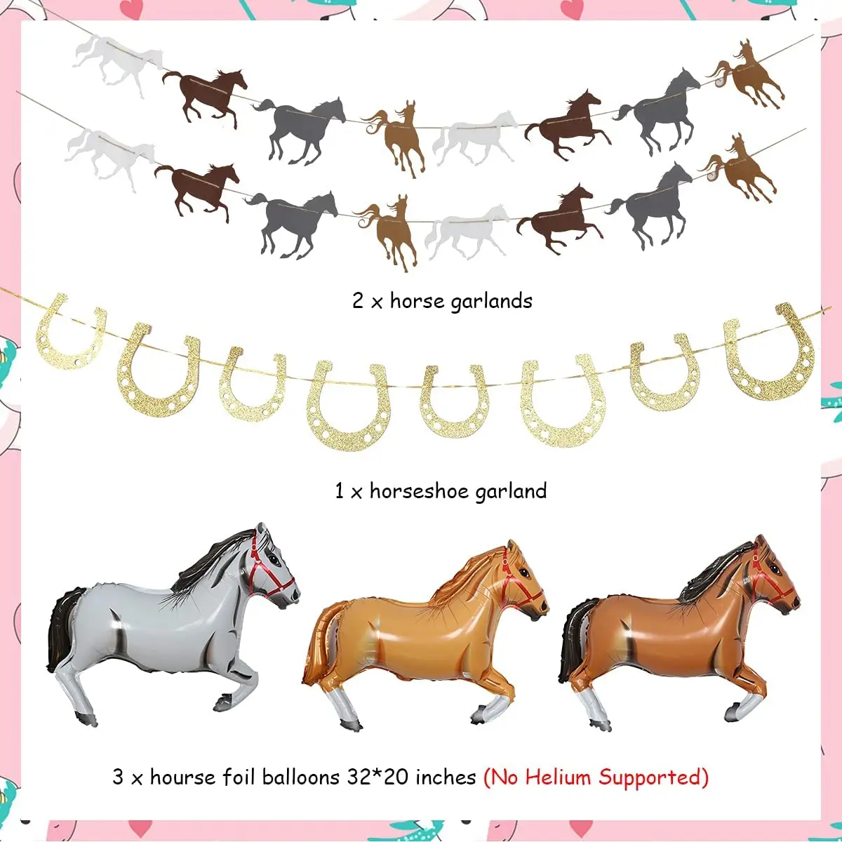 Продажа Украшения для вечеринки в честь Дня Рождения лошадь гонки Подкова гирлянда лошадь воздушный шар из фольги для мальчиков девочек детские пр...