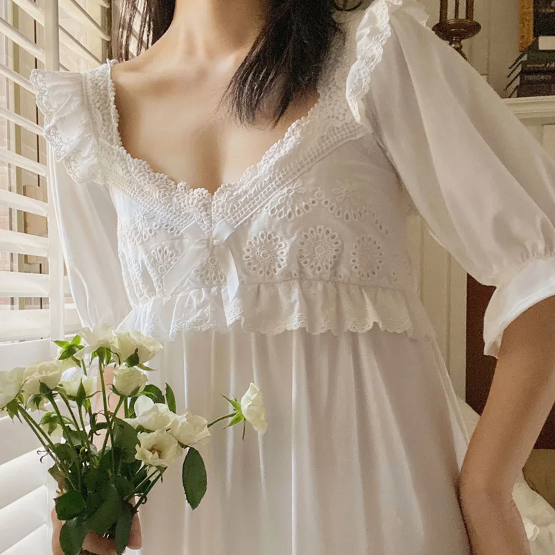 Фото Комплект из двух предметов Pinkgoddess: винтажная французская сексуальная пижама с кружевом и коротким рукавом для женщин, весна-осень №4
