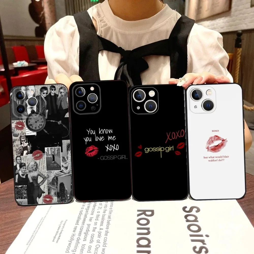 Luxury Phone Case For iPhone 16 15 14 13 12 11 Pro X XS Max XR Plus Mini G-Gossips G-Girls Black Soft Silicone