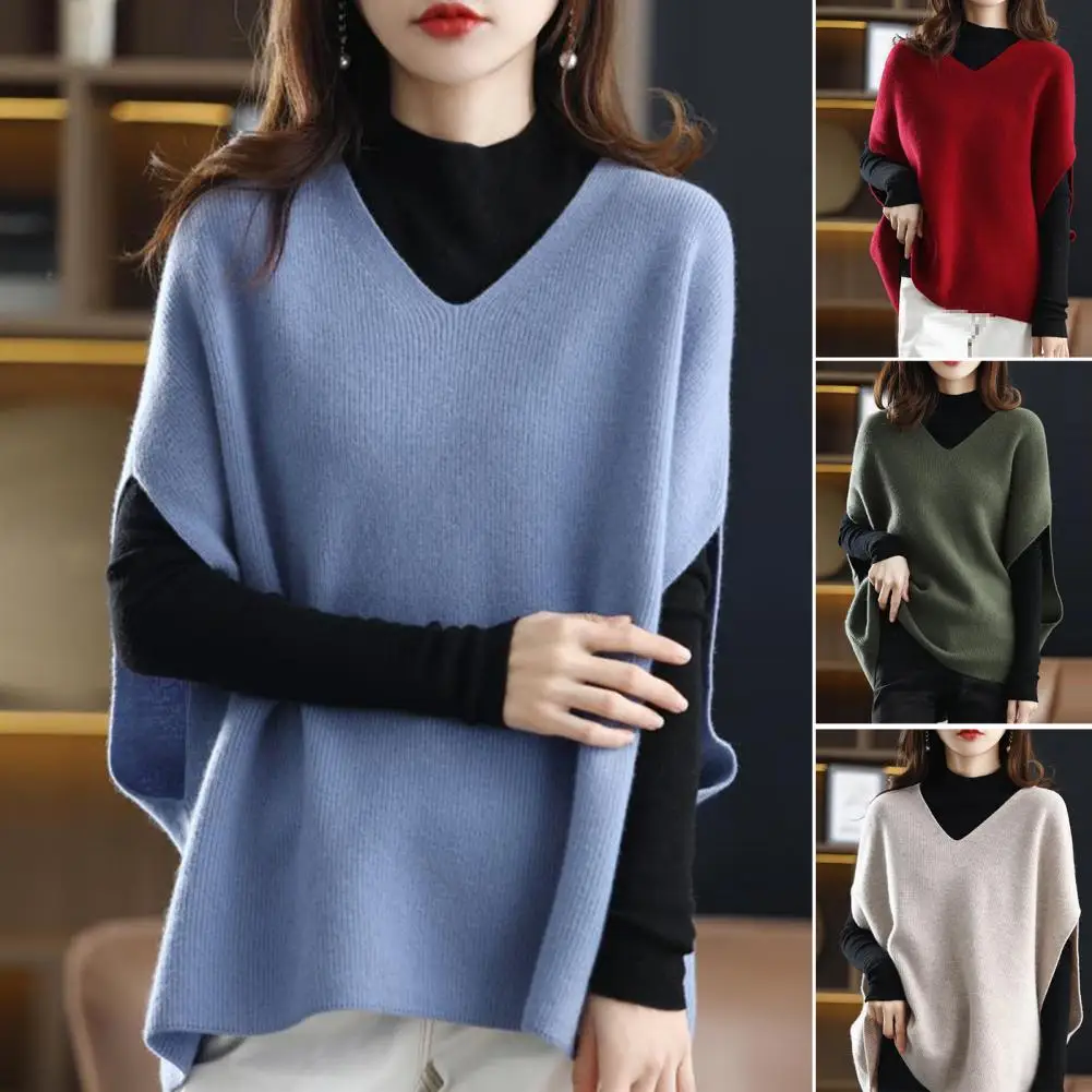 

Classic Stretchy Mid-Length Women Autumn Winter Oversized Sleeveless Knitwear Daily Clothing Vest Sweater Knitting Vest