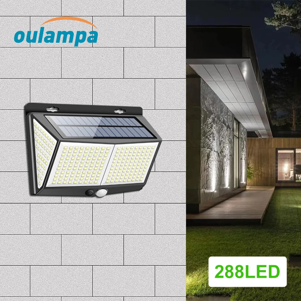 

PIR Motion Sensor Outdoor Solar Lamp for Garden Waterproof 3Modes 288LED Wall Light for Courtyard Path Porch Garage Patio Villa