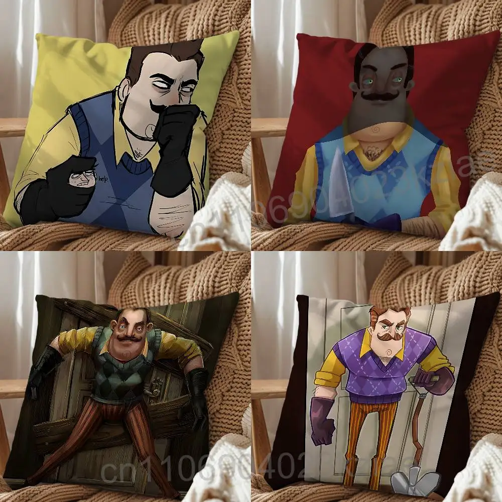 Фото Наволочка с мультяшным рисунком Hello Neighbor, чехол для подушки для дневного сна, для дивана, гостиной, спальни, подушка для спинки, квадратная подушка-кожинес №1
