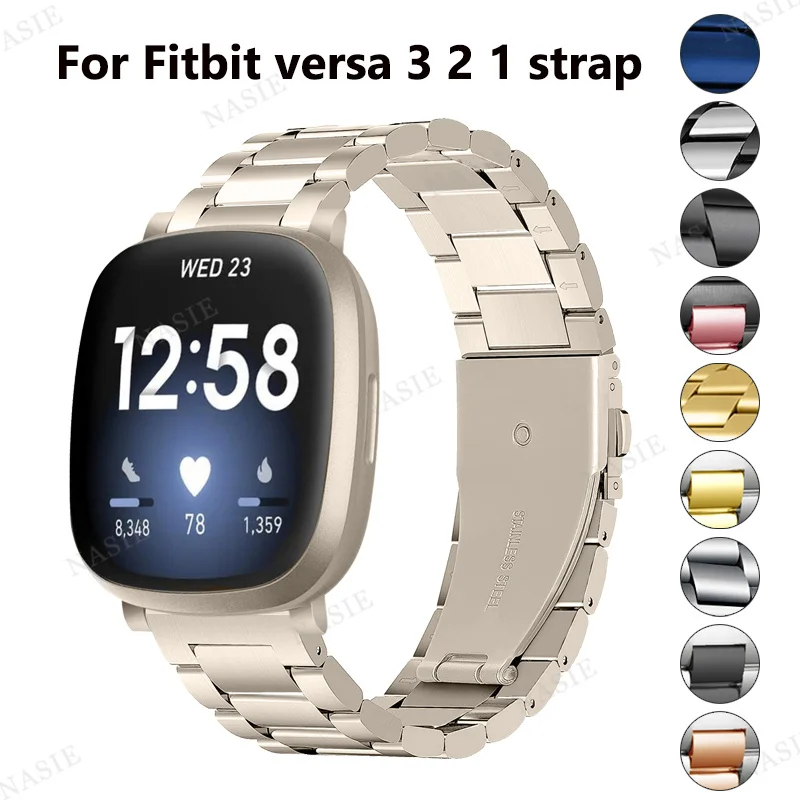 Металлический ремешок для наручных часов bit versa 2 band стальной Fitbit Versa 3 4 Sense correa Lite -