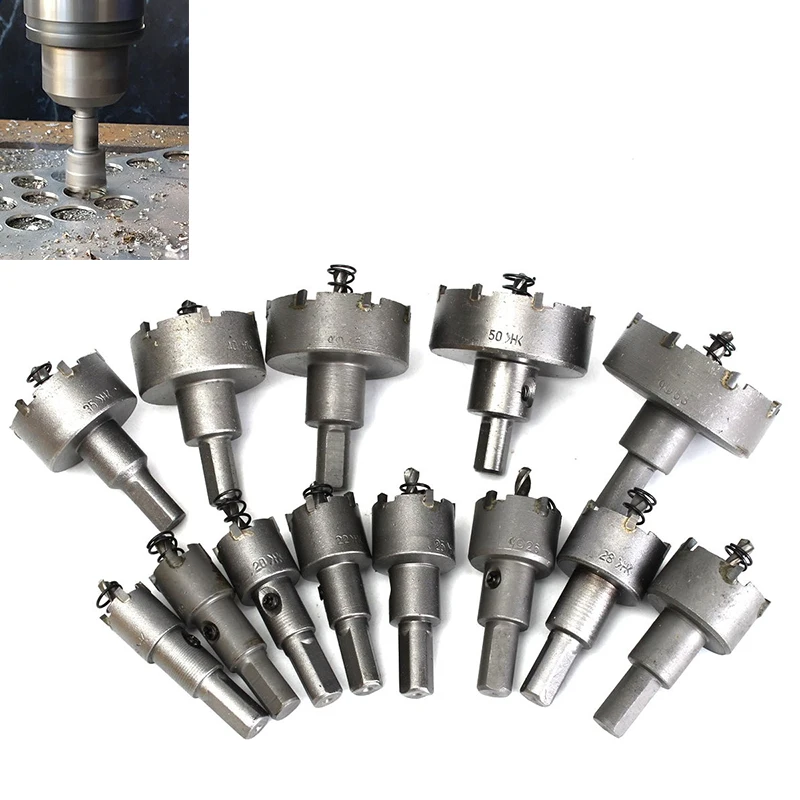 6-16pcs 15-65mm HSS Hole Saw Set Tungsten Carbide Tip TCT Core Drill Bit Hole Saw for Metal Stainless Steel Cutter Hole Openner