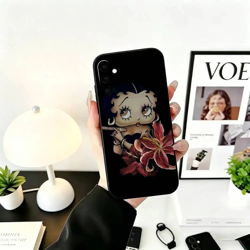 Фото Чехол для телефона B-Betty Cute B-Boops для Samsung Galaxy A73, A72, A71, A70, A53, A52, A51, мягкий силиконовый черный чехол №5