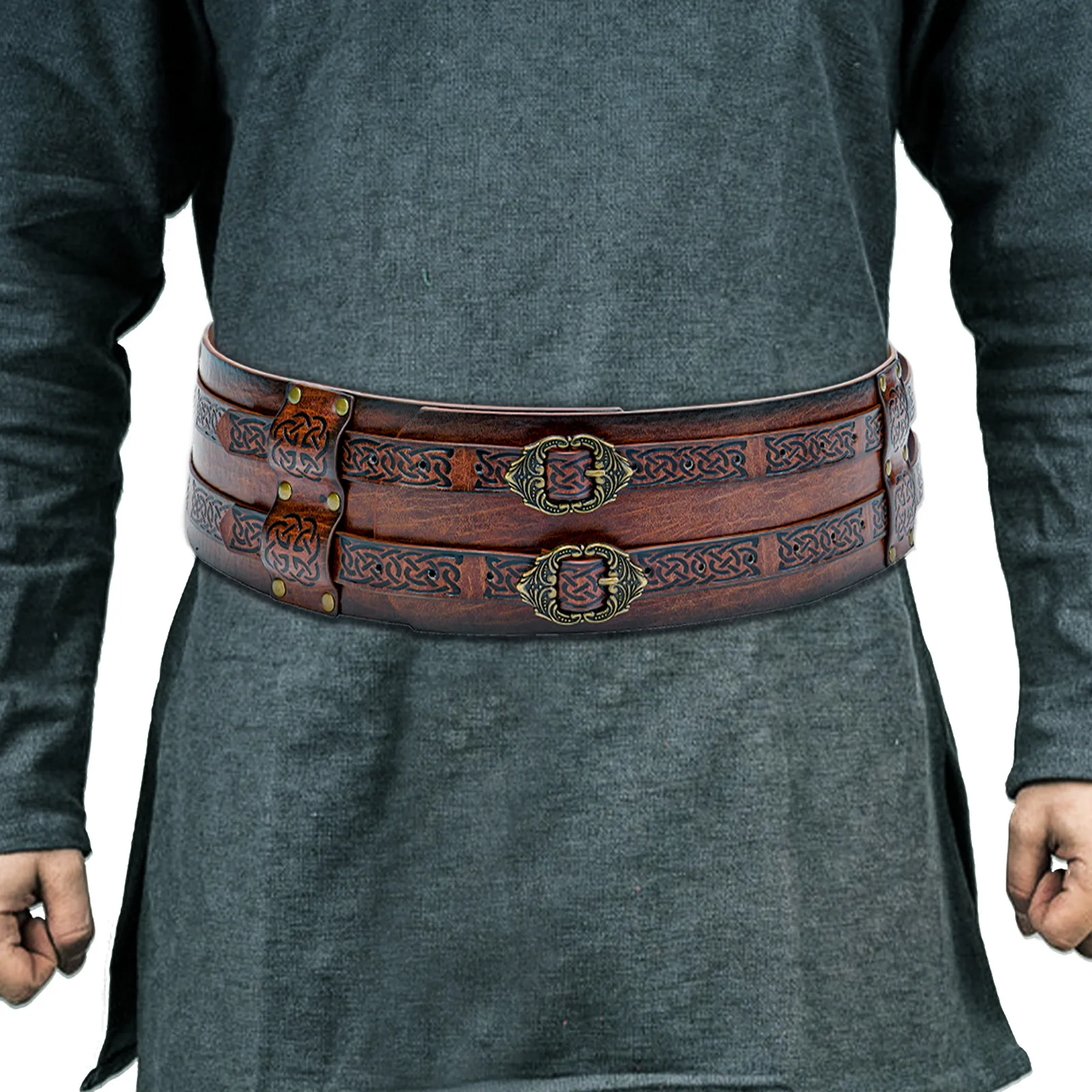 

Viking Totem Leather Belt Armor Waist Ring Vintage PU Belt adjutable Vintage Medieval Accessory Renaissance Knight Pirate Props