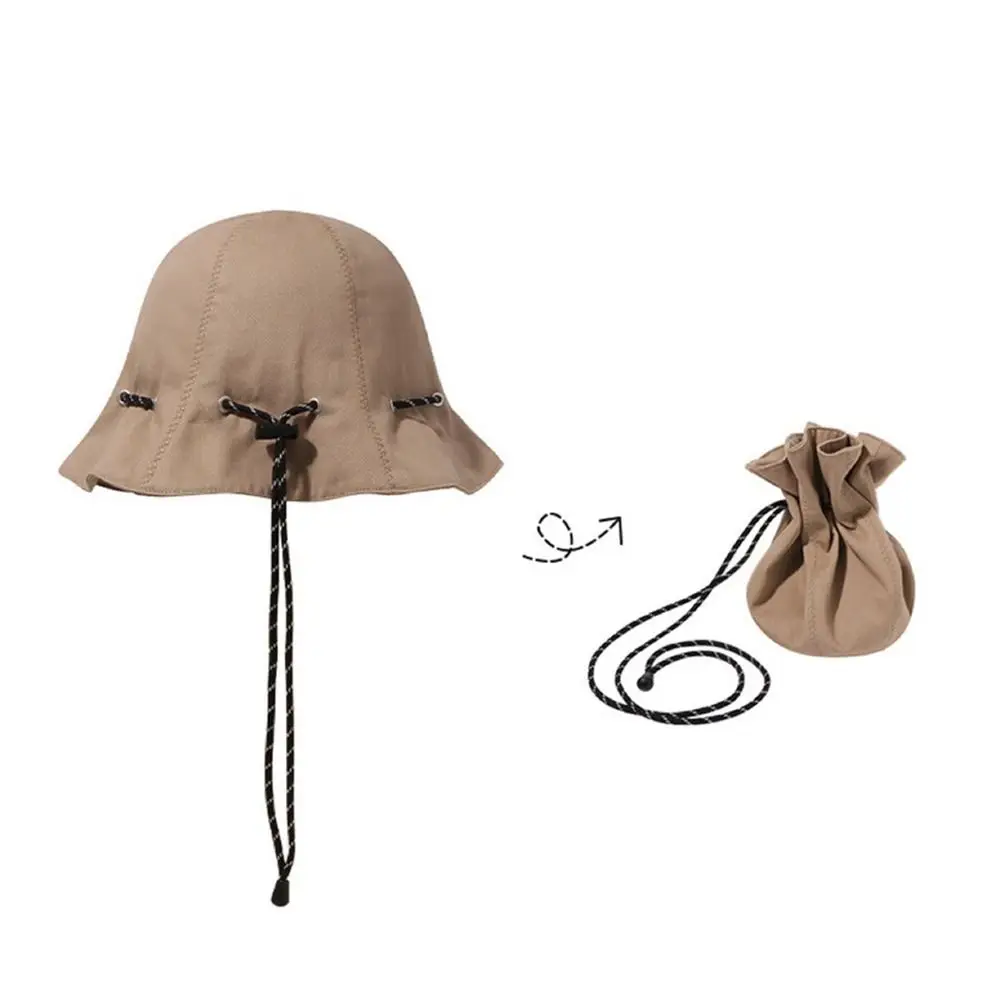 

Hiking Dual Purpose Double-sided Camping Big Brim Panama Hat Fisherman Hat Korean Style Sun Hat Drawstring Bucket cap