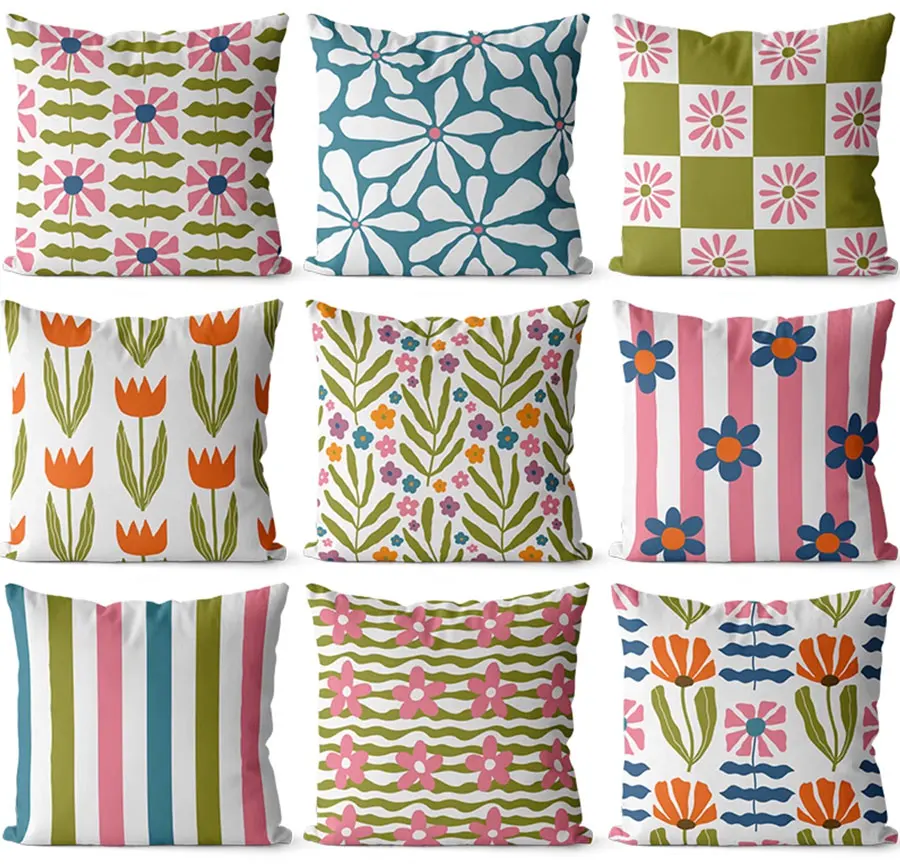 Modern fashion pastoral flower square throw pillow/almofadas case 43 53 teen,vintage pink green orange cushion cover home decore
