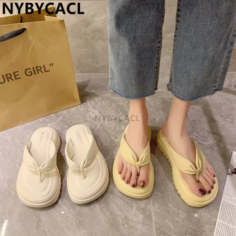 Summer Platform Women Slippers Clip Toe Slip On Shoes Ladies Fashion Female Outdoor Party Slides White sandalias mujer New