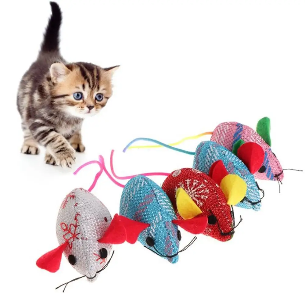 

cloth 4 Pcs Christmas Pet Funny Teaser Cat Toy Catnip Mouse Mice