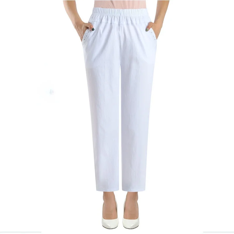 

Женские прямые брюки до щиколотки, винтажные корейские брюки с высокой талией, белые и черные брюки, лето 2022