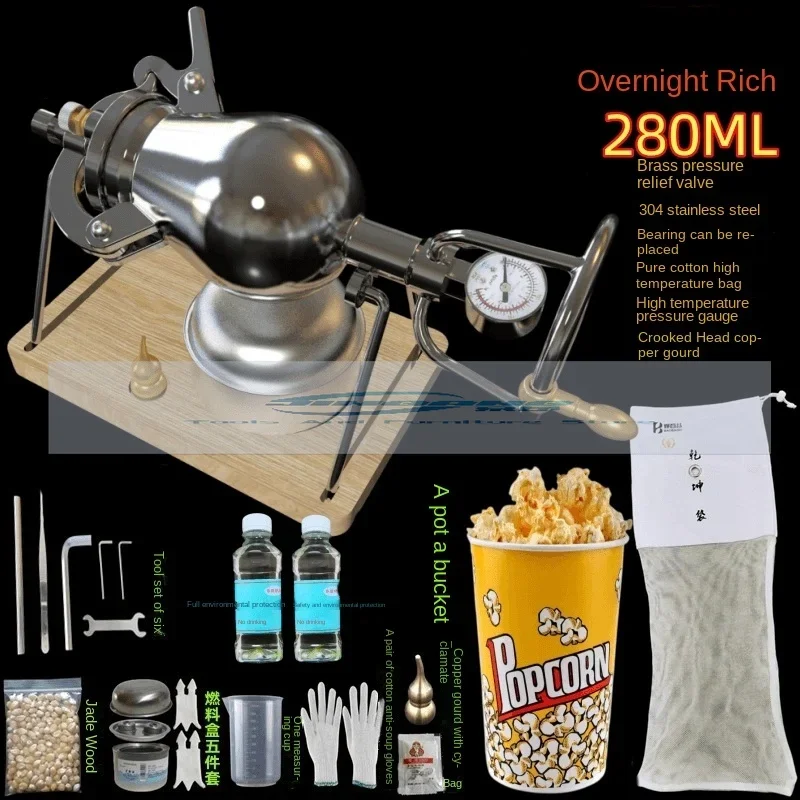 300 мл Roestvrijstalen Mini-Popcornmachine Ouderwetse Kleine Met De Hand Gedraaide Popcornmachine