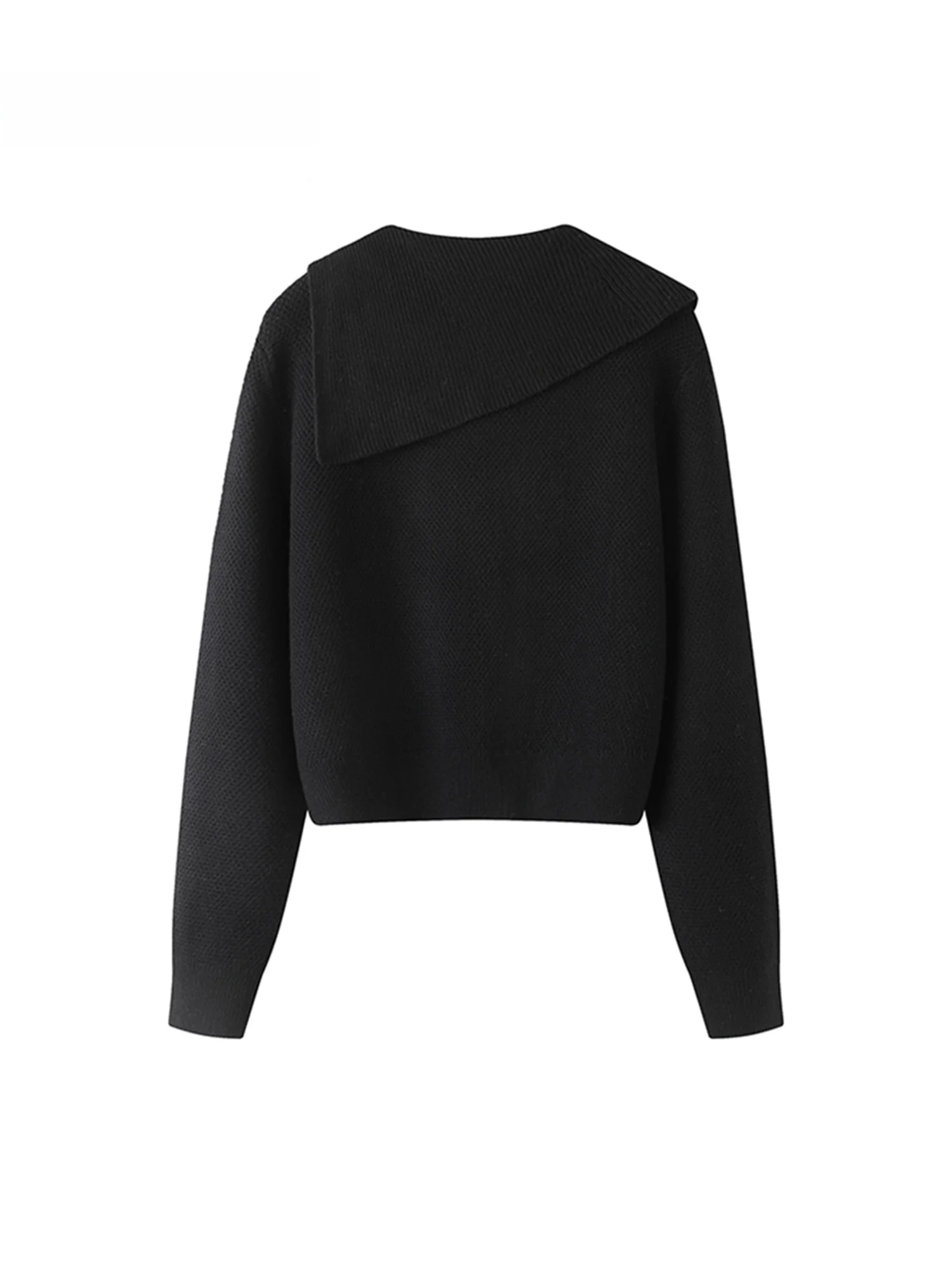 La Chapelle Женский свитер с лацканами нестандартной формы осенний новый черный