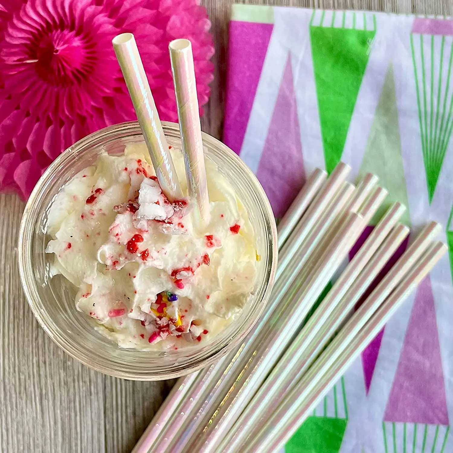 Розовые голубые золотые бумажные питьевые трубочки, биоразлагаемые, с различными узорами, для вечеринок, дня рождения, свадьбы, фуршетов, принадлежности для вечеринок.