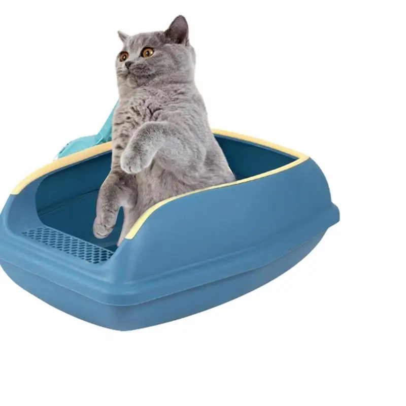 Semi-enclosed High Side Sifting Litter Box Prevent Sand Leakage Cat Litter Pan Cat Toilet Easy To Scoop And No