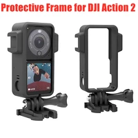 protective frame for dji action 2 housing cage shell with cold shoe mount for action 2 anti drop sports camera accessories