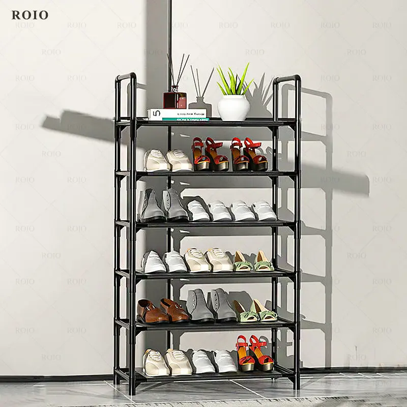 Zapatero de Metal Simple, marco de tubo de hierro para pintura en aerosol, estante portátil para zapatos, organizador de zapatos fácil de montar para el hogar y dormitorio
