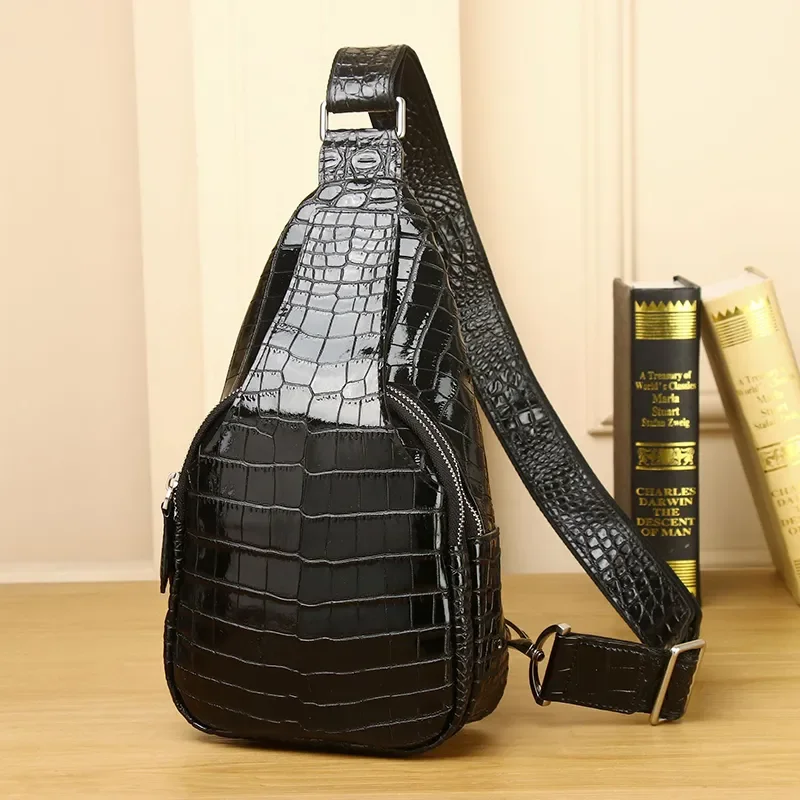 

New men bag Crocodile pattern Real Cowhide leather bag quality Men's Chest Bag Leisure multifunctional large capacity men's bag