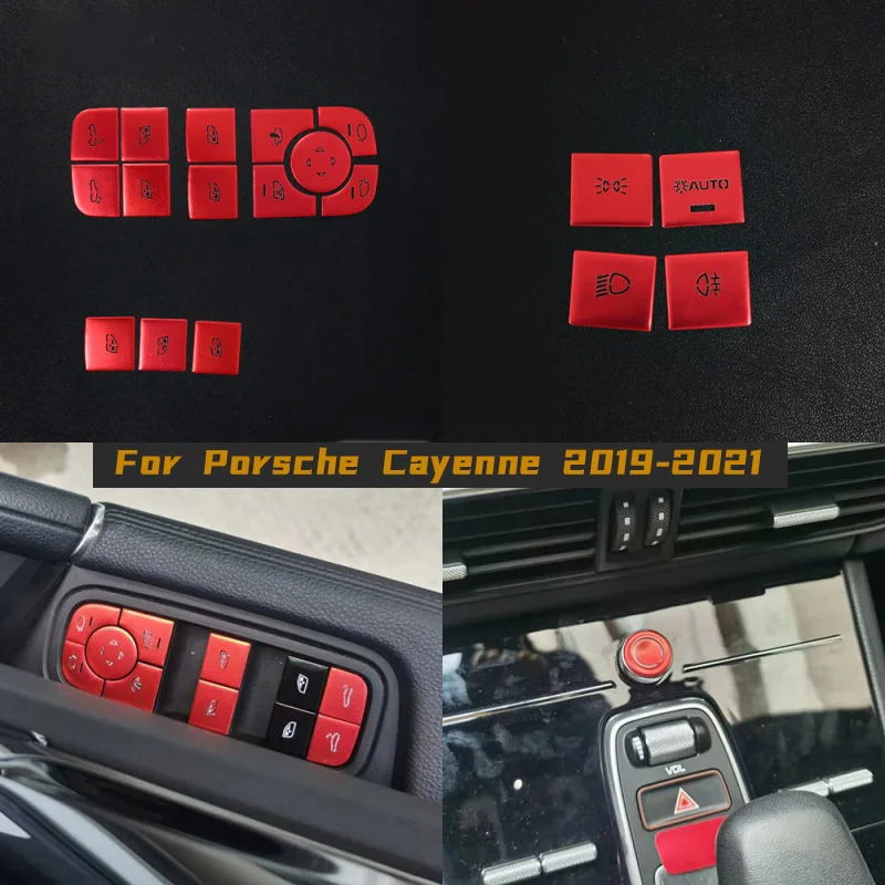 

Для Porsche Cayenne 2019-2021 Aksesori Mobil Hiasan Peringatan Tombol Gigi Konsol Lampu Sakelar Pengangkat Jendela