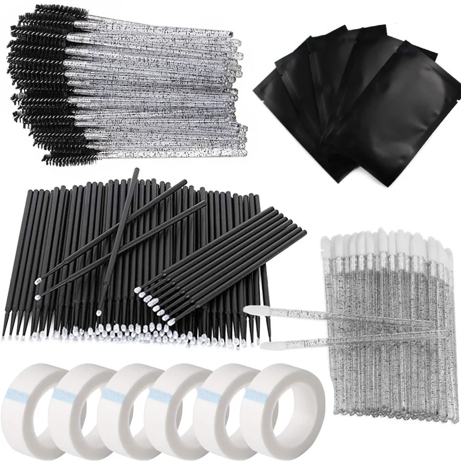 

Eyelash Extension Supplies Set Lashes Micro Brush Tape Glue Ring Eye Patches Disposable Mascara Wands Applicator Eyelashes Tool