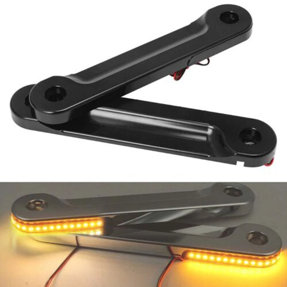 

Motorcycle Aluminum Front LED Flush Fork Turn Signals Light Brackets For Harley Touring Street Electra Glide Road King 1998-2022