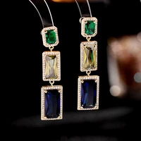2022 colorful rhinestone dangle earring luxury atmosphere shining dangle earring christmas gift jewelry baroque ladies jewelry