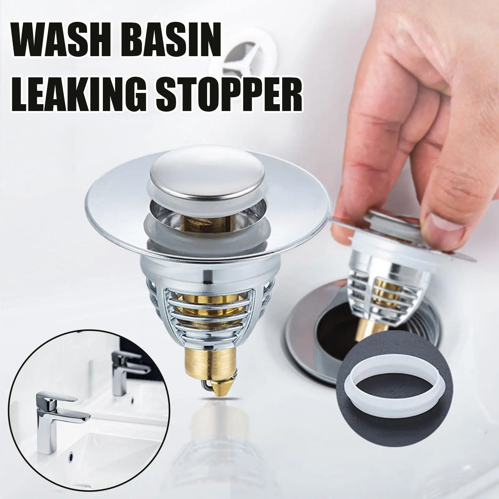 

Universal Wash Basin Bouncing Core Press-type Sink Filter Plug Deodorant Drains Leaking Stopper Basin Countertop Fittings D Z6N9