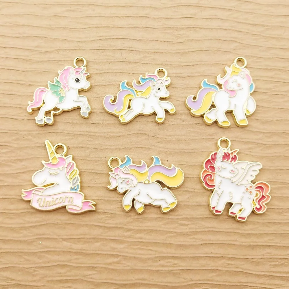 

10pcs New Enamel Unicorn Charm for Jewelry Making Fashion Necklace Pendant Earring Charms Diy Accessories Craft Supplies