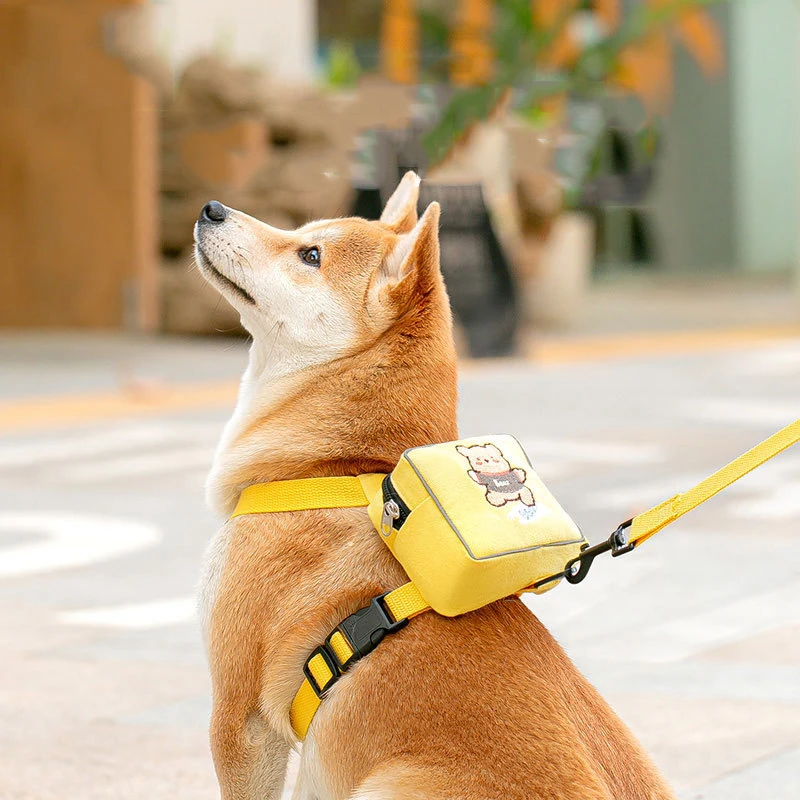 

Dog Harness Backpack With Removable Leash Pet Backpack Saddlebag Adjustable Snack Storage Bag Pet Travel Hiking Walking Self