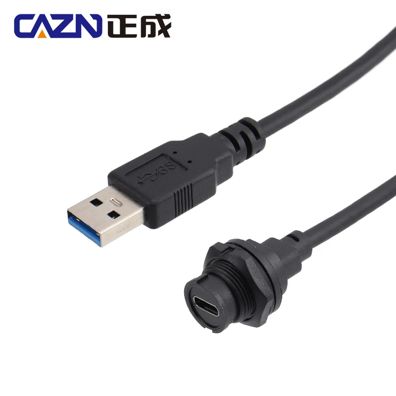 Фото CAZN водонепроницаемый IP67 IP68 Тип C гнездо заднего крепления гнезда к USB Штекерный переливной кабель штыковой Тип C 3,0 5 Гб №2