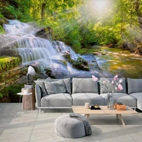 custom 3d wall murals nature landscape waterfall sunshine forest photo wallpaper for bedroom living room sofa background decor