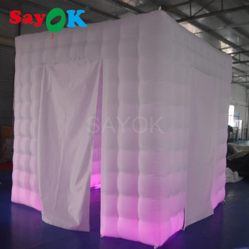 

SAYOK 2.5m Inflatable Photo Booth Tent Enclosure White Cube Photo Booth Backdrop with Light for Party Wedding Event US Warehouse