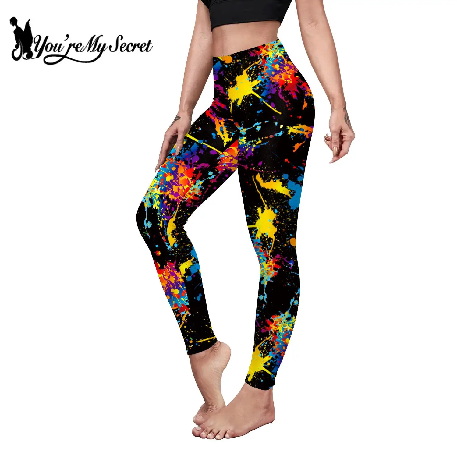

[You're My Secret] Fashion Colorful Leggings 3D Digital Print Woman Sexy Stretch Pant Slim High Waist Legging Gym Yoga Pants
