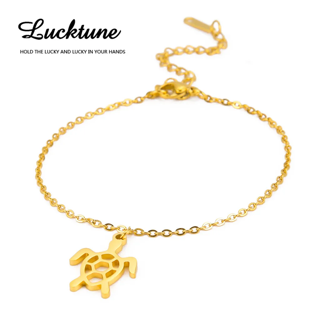 

Браслеты Lucktune из нержавеющей стали, подвески в виде черепахи, животных, цепочки, браслет для женщин, модные ювелирные изделия Kpop для пар, пра...