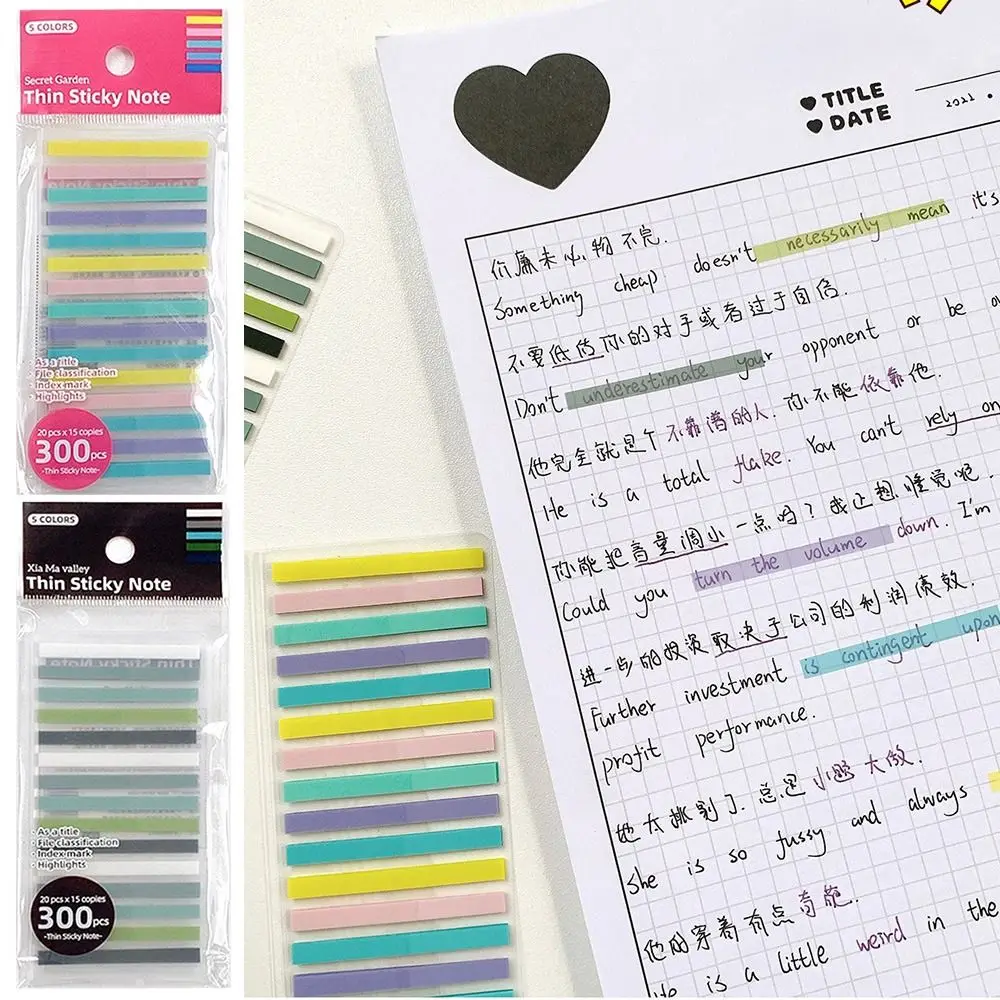 

5Bag Colorful DIY Highlight Sticker Label Tab Strip Reading Aid Memo Pad Sticky Notes Index Flags Paster Sticker