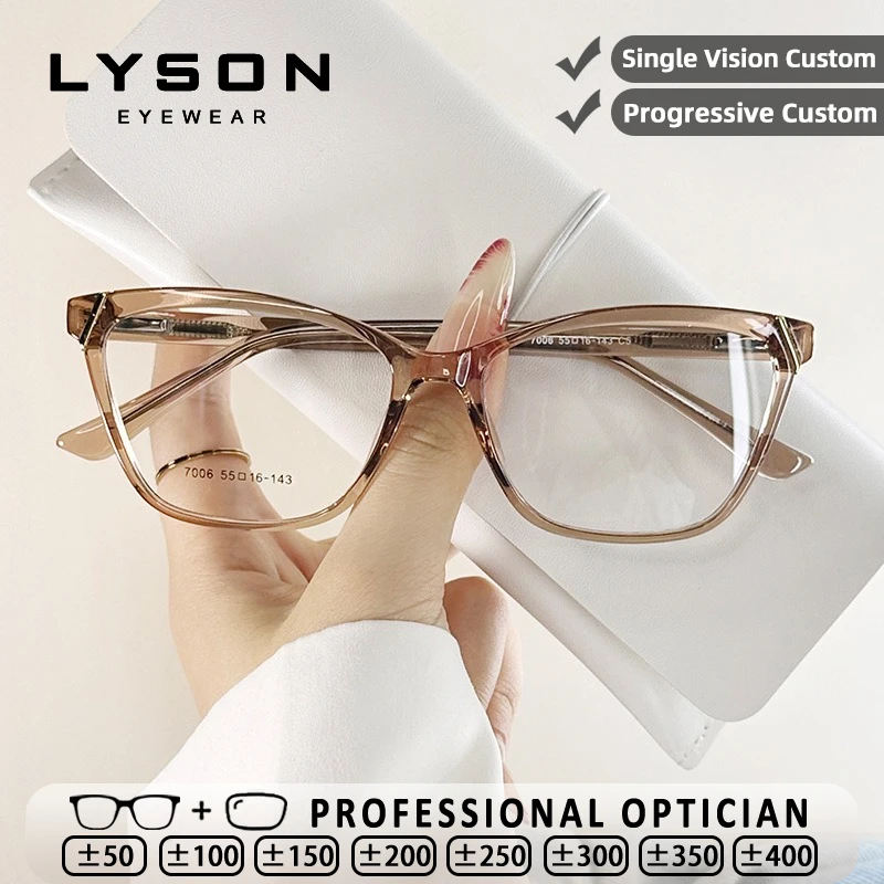 Фото LYSON текстурированные прямоугольные очки для чтения TR90 женские очки с защитой от синего света для близорукости и дальнозоркости повседневная одежда оптические очки №1