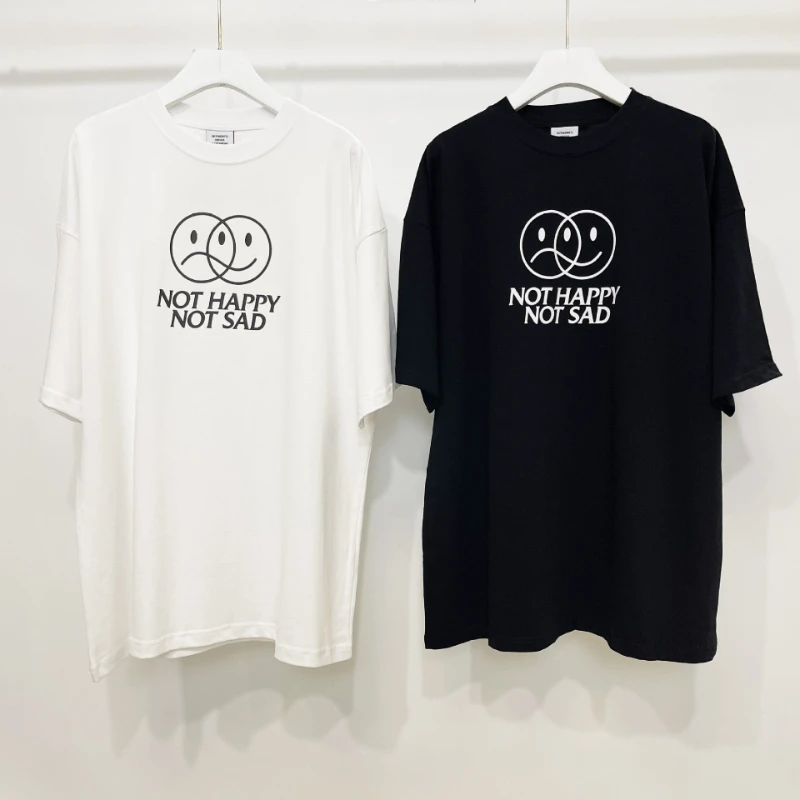 

VETEMENTS SHOP NOT HAPPY NOT SAD Print T-shirt Men Women Casual Fashion Top Quality VETEMENTS T Shirts VTM Tee