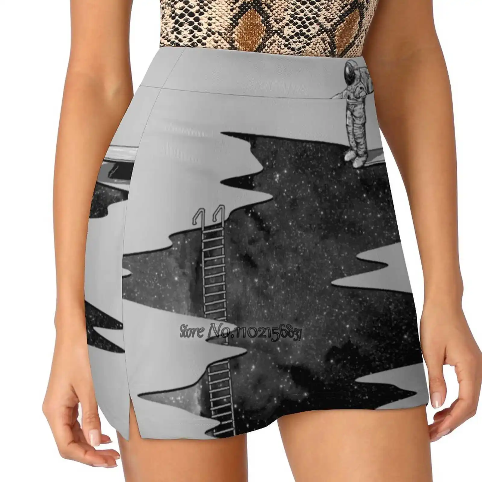 

Space Women Mini Skirt Two Layers With Pocket Skirts Sport Fitness Running Skorts Astronaut Space Universe Funny Humor Outer