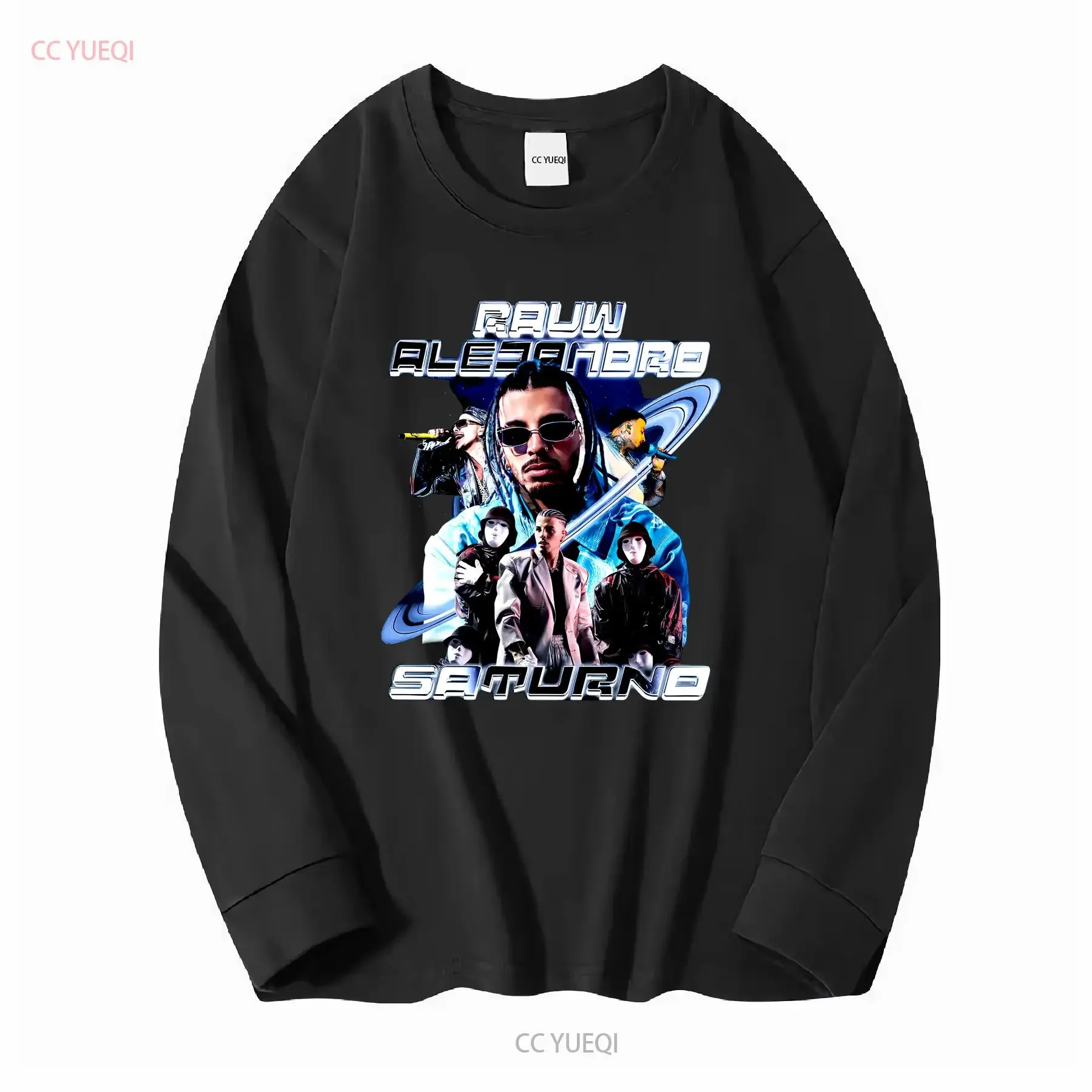 Фото Футболка Rauw Alejandro Saturno Latino Tour 2023, все размеры S 2345XL, с длинными или короткими рукавами, винтажная, слегка повседневная, мягкая №3
