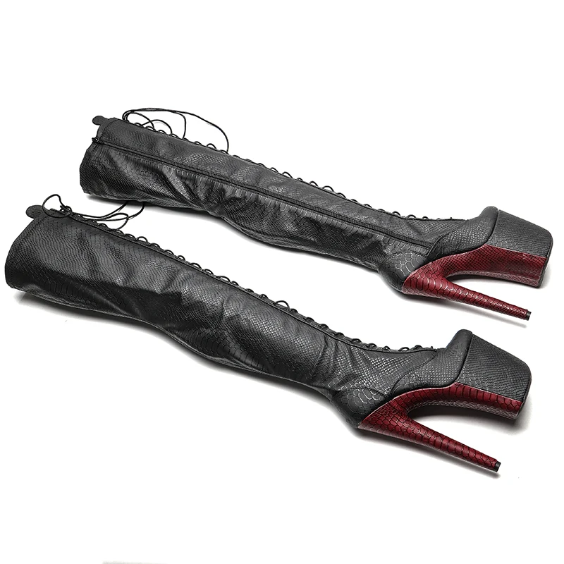 Leecabe 20CM/8inches  Women New Design  Extreme High Heel  Erotic Lap Dancing Stripper Shoes Platform Lace-up 5B