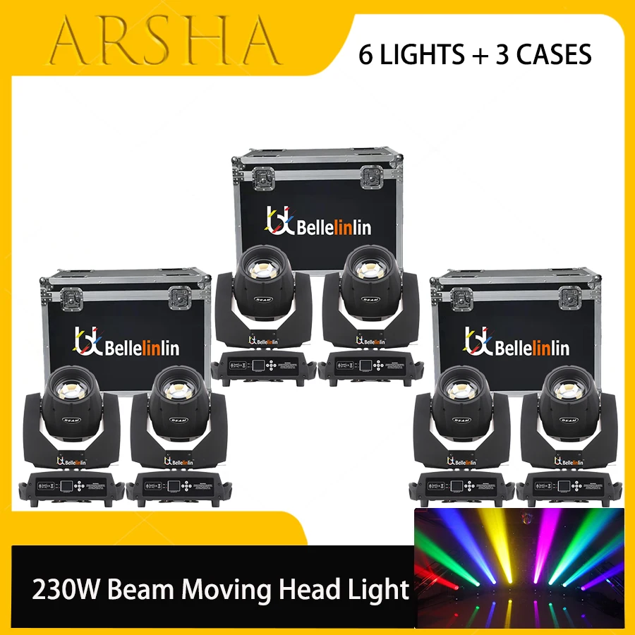 

6 PCS LED Beam 7R 230W Moving Head Lighting With 3 Flight Case Lyre DXM DJ Disco Party Bar Club Stage Lighting Equipment