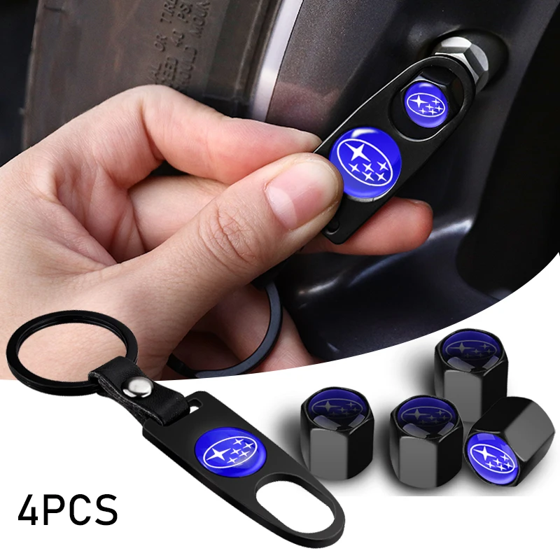 

New Car Tyre Valve Caps with Keychain Tool for Subaru STI BRZ Impreza Forester Legacy Outback Levorg Tribeca Car Accessories