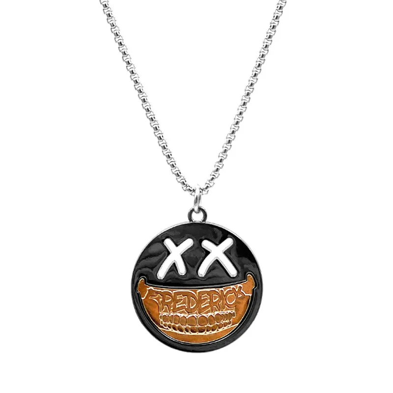 

Trendy Ins Niche Design No Fading Titanium Steel Necklace for Men Women Personalized Hip-hop Smiling Face Pendant Jewlery