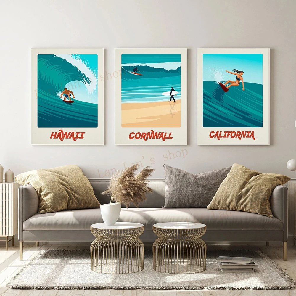 Винтажный постер для серфинга кукурузная стена Назар Бали Калифорния Гаваи