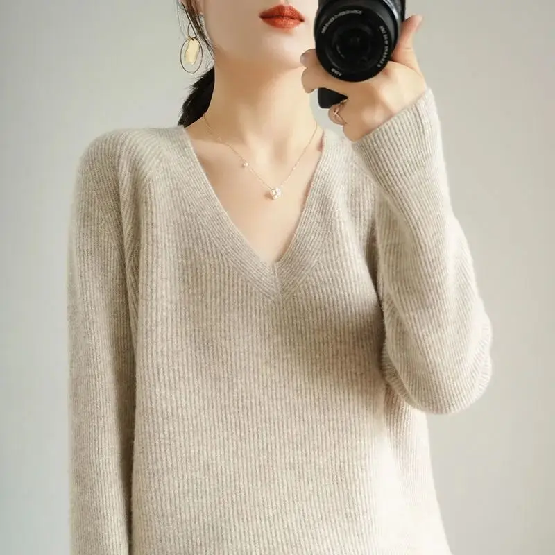 

Fashion Solid Color Loose Screw Thread Sweaters Female Clothing Autumn Winter Casual Pullover Tops Loose All-match Knitted Warm